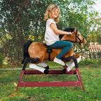 Kids Plush Rocking Horse Toy, Toddler Spring Rocker Rocking Horse With Realistic Sounds, for Children 3+ Years Old, Brown