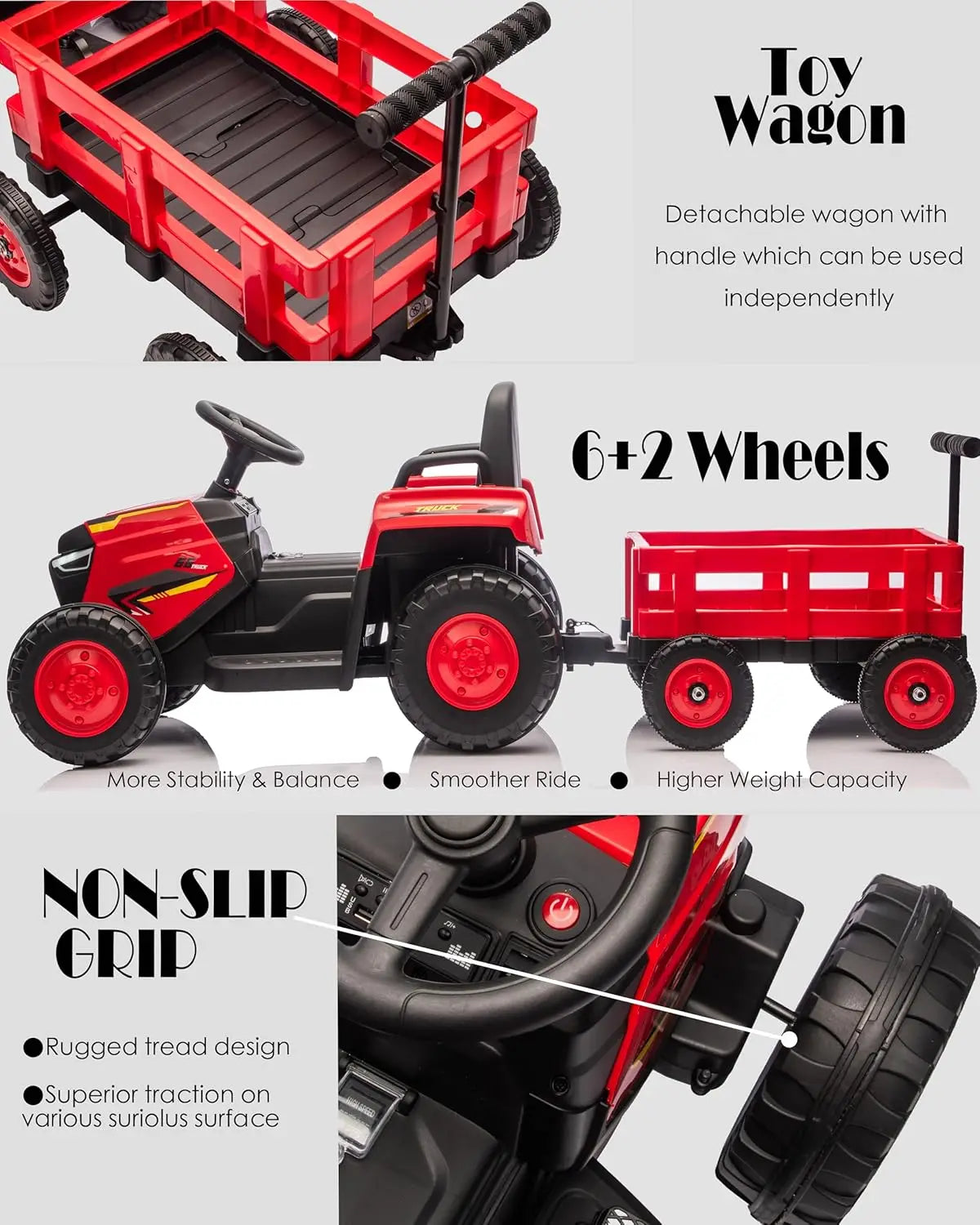 Ride on Tractor with Detachable Garden Cart