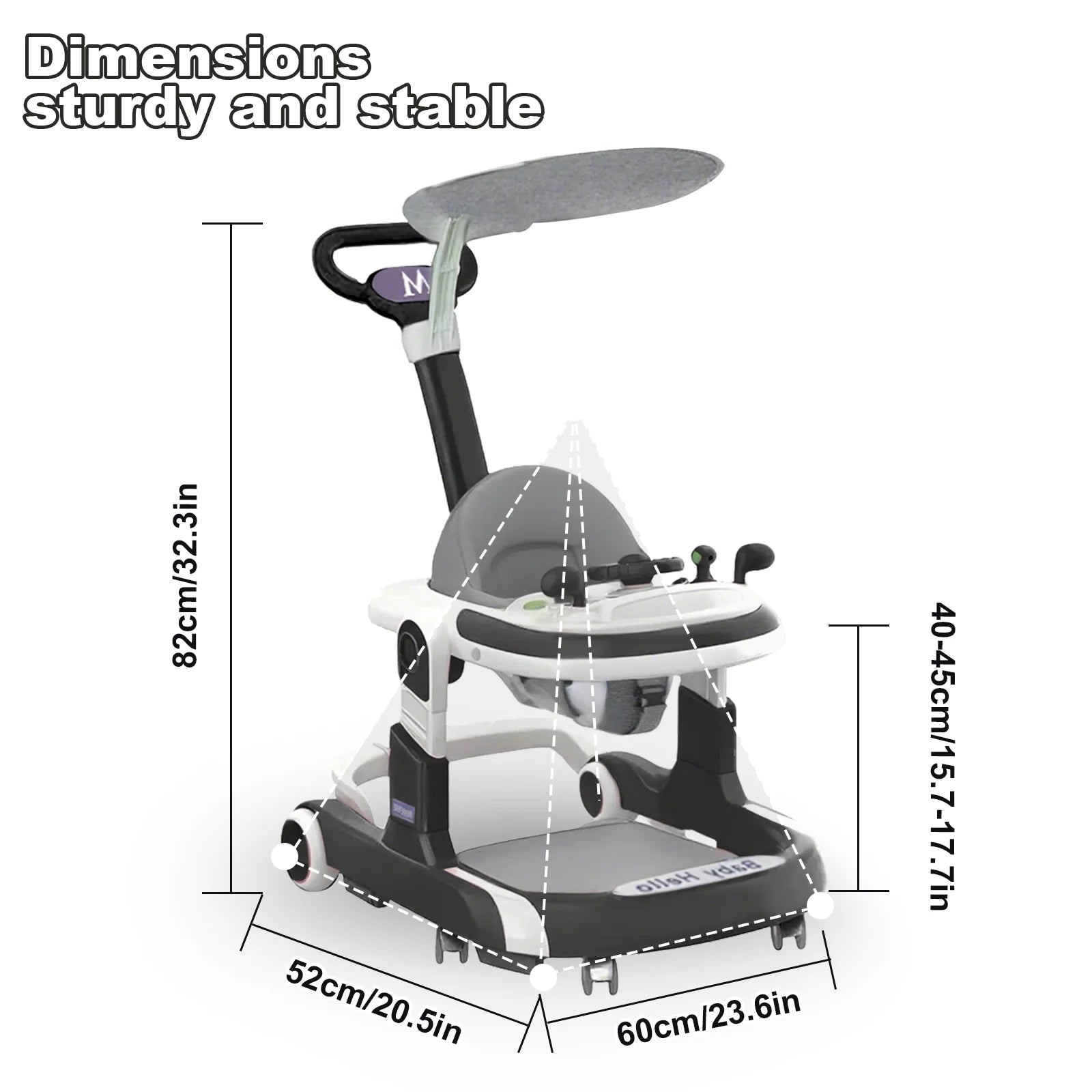 Multifunctional Baby Walker With Sunshade and Seat
