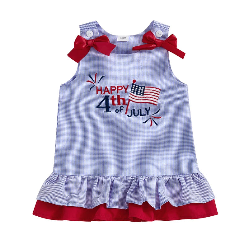 Baby Girls American Flag Print Sleeveless Dress