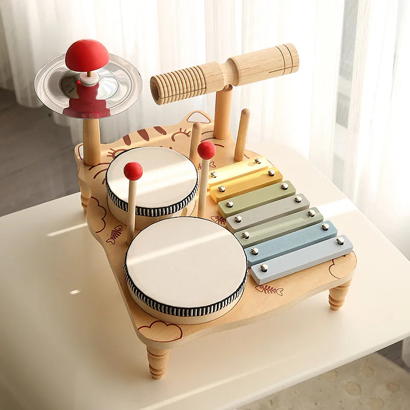 Children's Wooden Percussion Instrument And Xylophone