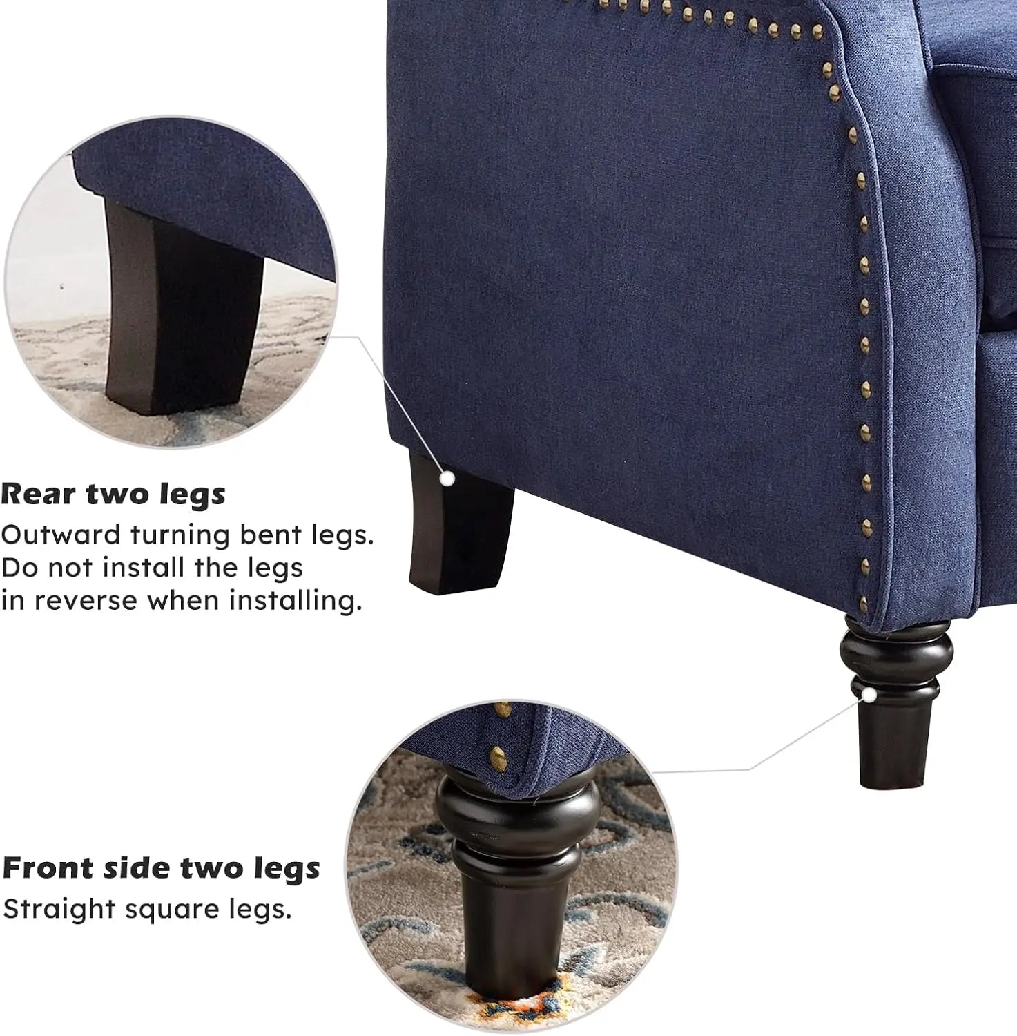 Push Back Recliner Chair Fabric Lounge Armchair