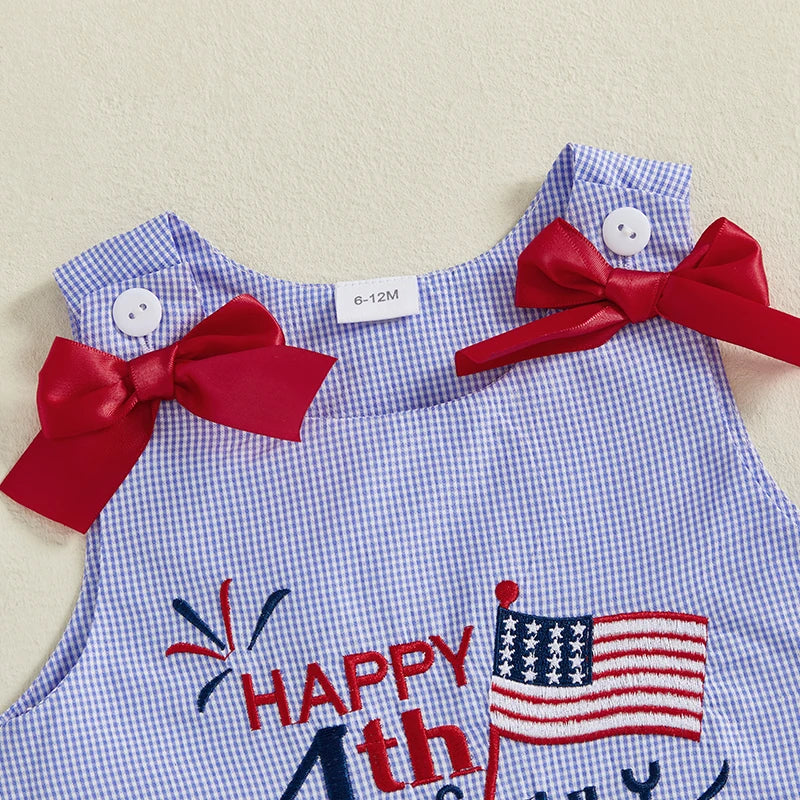 Baby Girls American Flag Print Sleeveless Dress