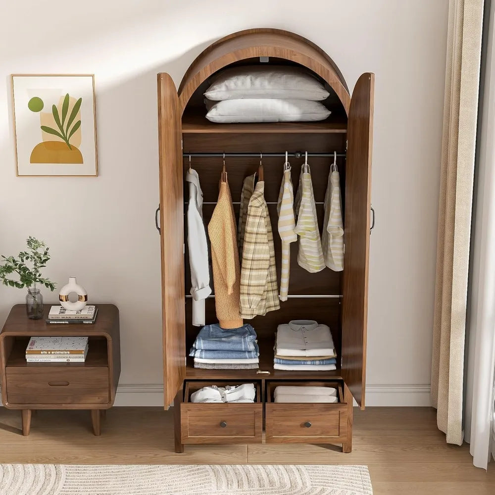 Modern Armoire Wardrobe with Drawers, Shelves