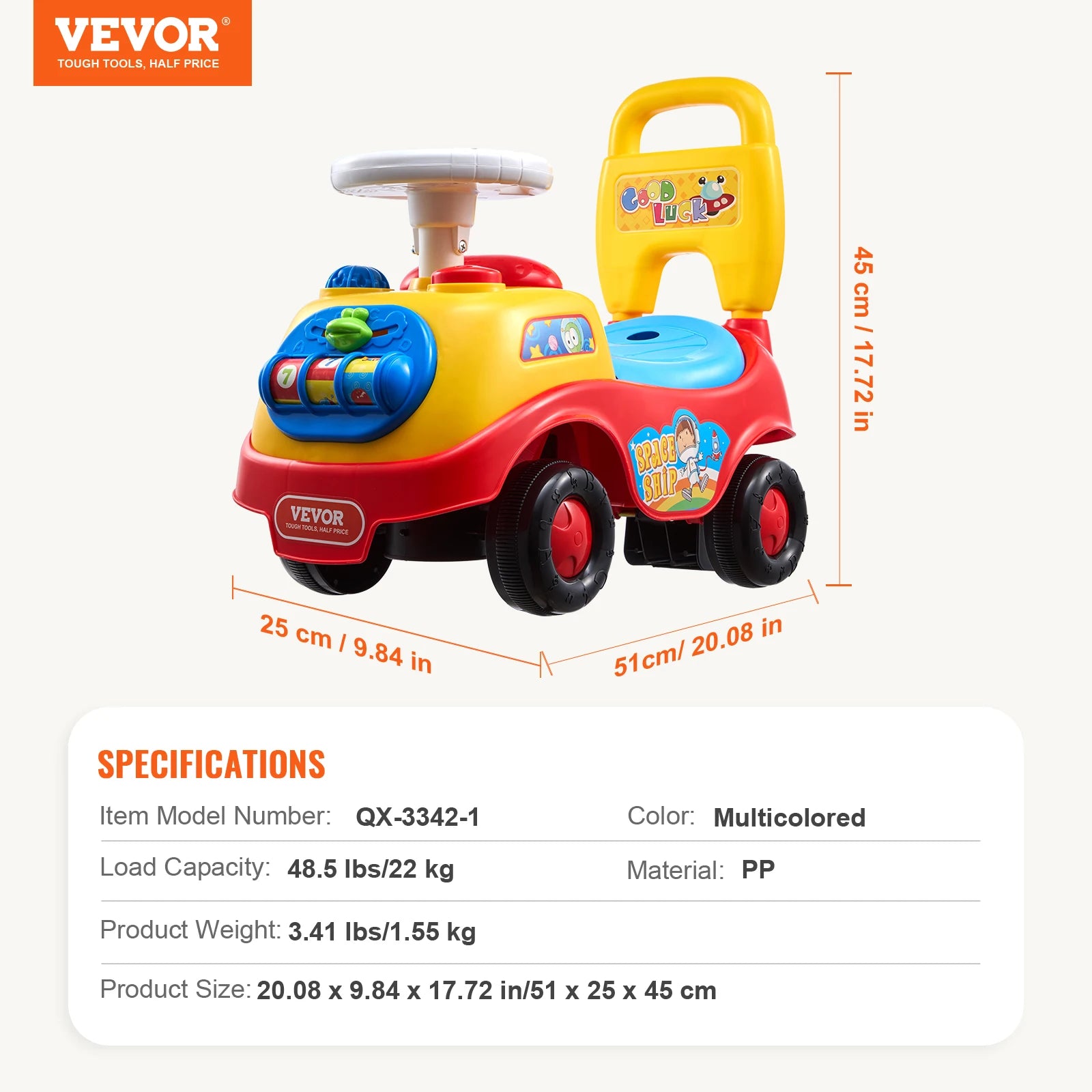 Toddler Ride On Push Car with Music Storage