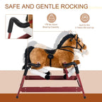 Kids Plush Rocking Horse Toy, Toddler Spring Rocker Rocking Horse With Realistic Sounds, for Children 3+ Years Old, Brown