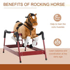 Kids Plush Rocking Horse Toy, Toddler Spring Rocker Rocking Horse With Realistic Sounds, for Children 3+ Years Old, Brown