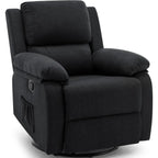 Swivel Rocking Recliner Chair, Small Space Glider Recliner with Side Pockets, Upholstered Fabric for Nursery & Living Room