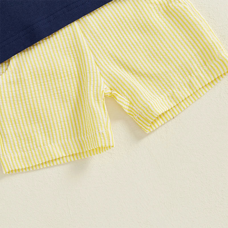 Toddler Baby Boy Shorts Set Tractor Embroidery