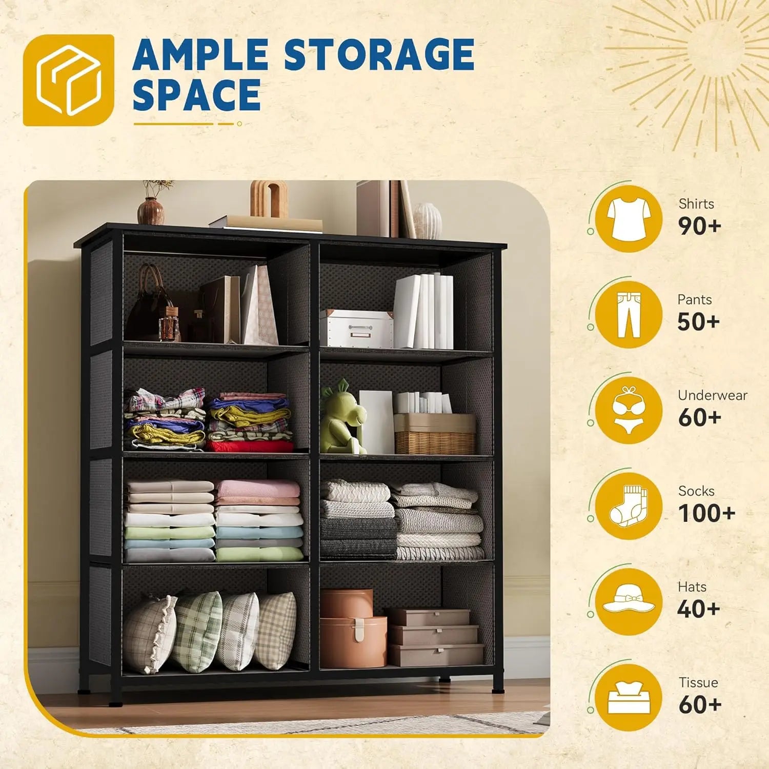 8-Drawer Fabric Dresser And Closet Storage