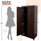 Wooden Bedroom Armoire with Hanging Rod And Door