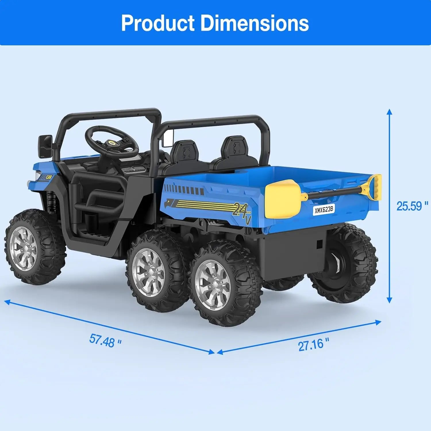 24V 2 Seater 6 Wheel Ride On Dump Truck