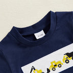 Toddler Baby Boy Shorts Set Tractor Embroidery
