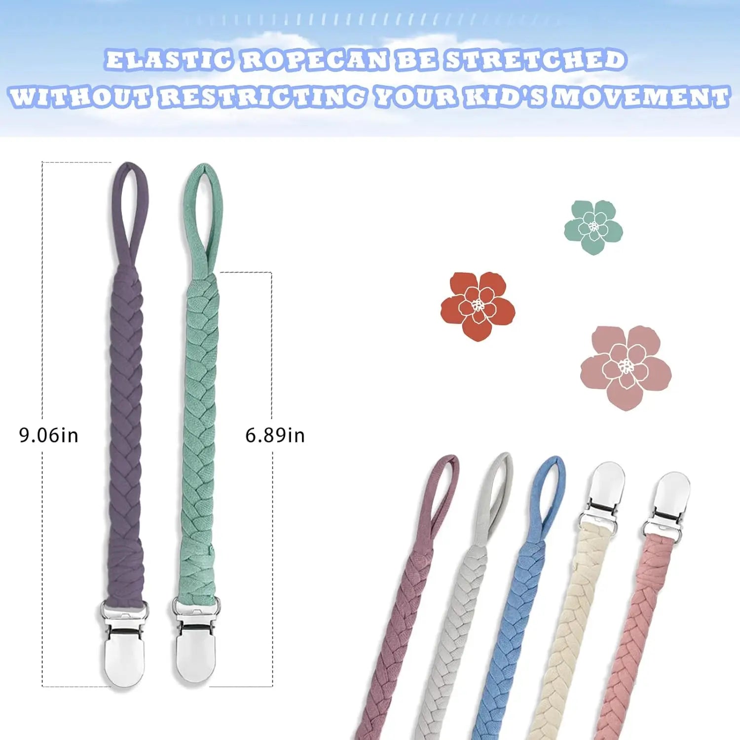 7-Piece Cotton Pacifier Clips Easy Wash