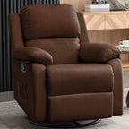 Swivel Rocking Recliner Chair, Small Space Glider Recliner with Side Pockets, Upholstered Fabric for Nursery & Living Room