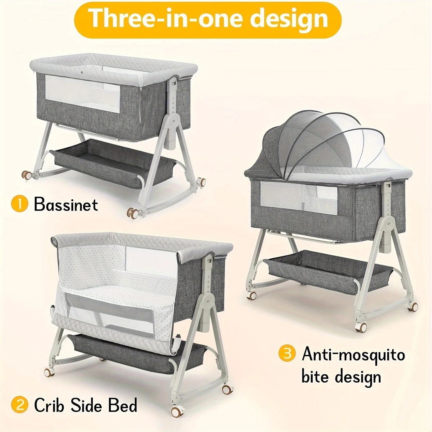 Bassinet Bedside Sleeper with Wheels