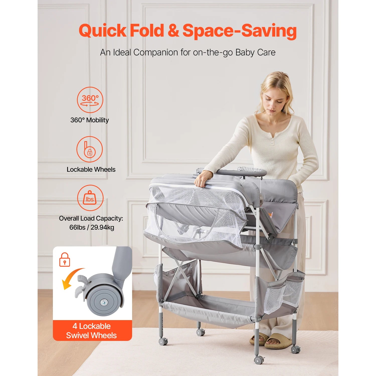 Baby Changing Table Foldable Diaper Change Station