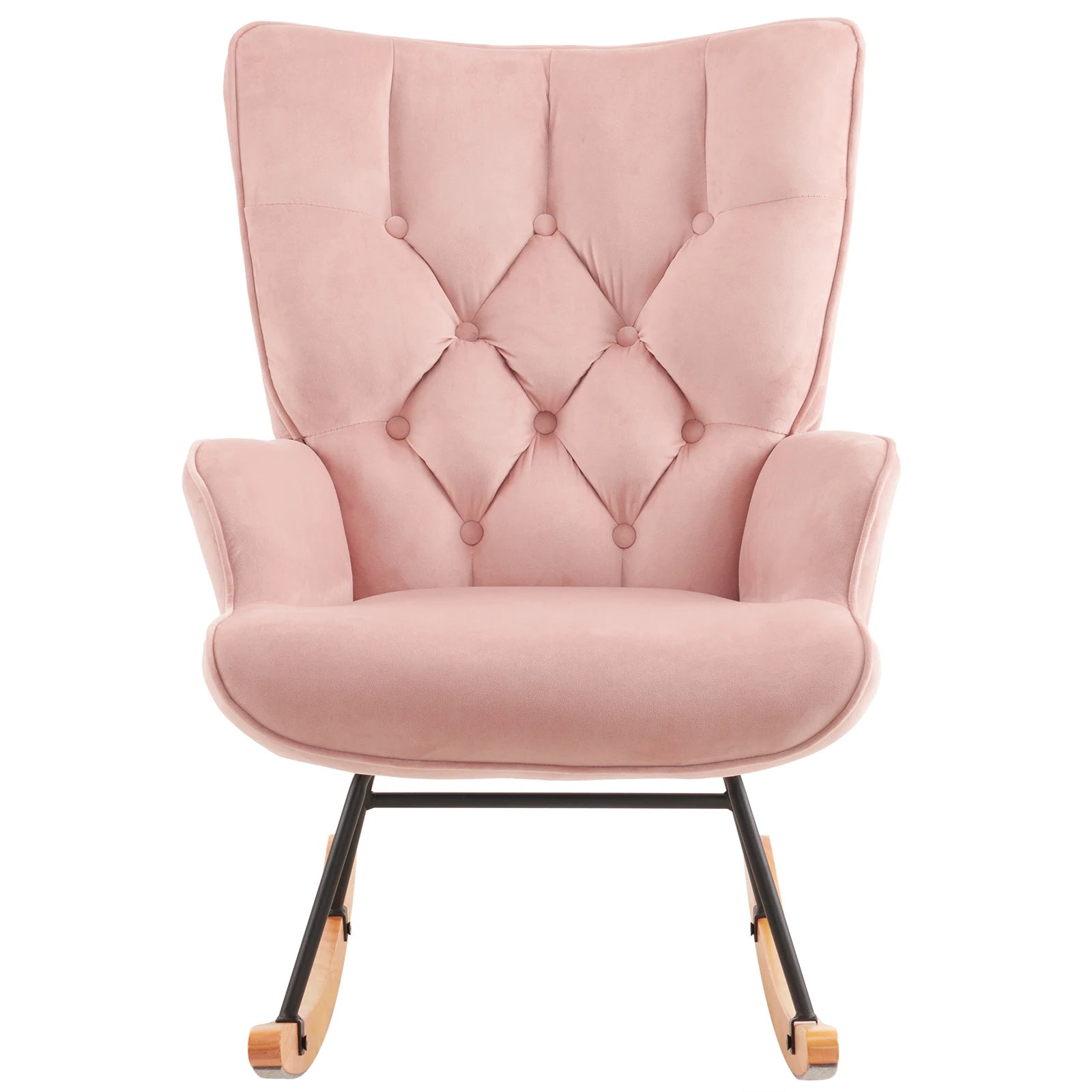Upholstered Glider Rocker with High Backrest