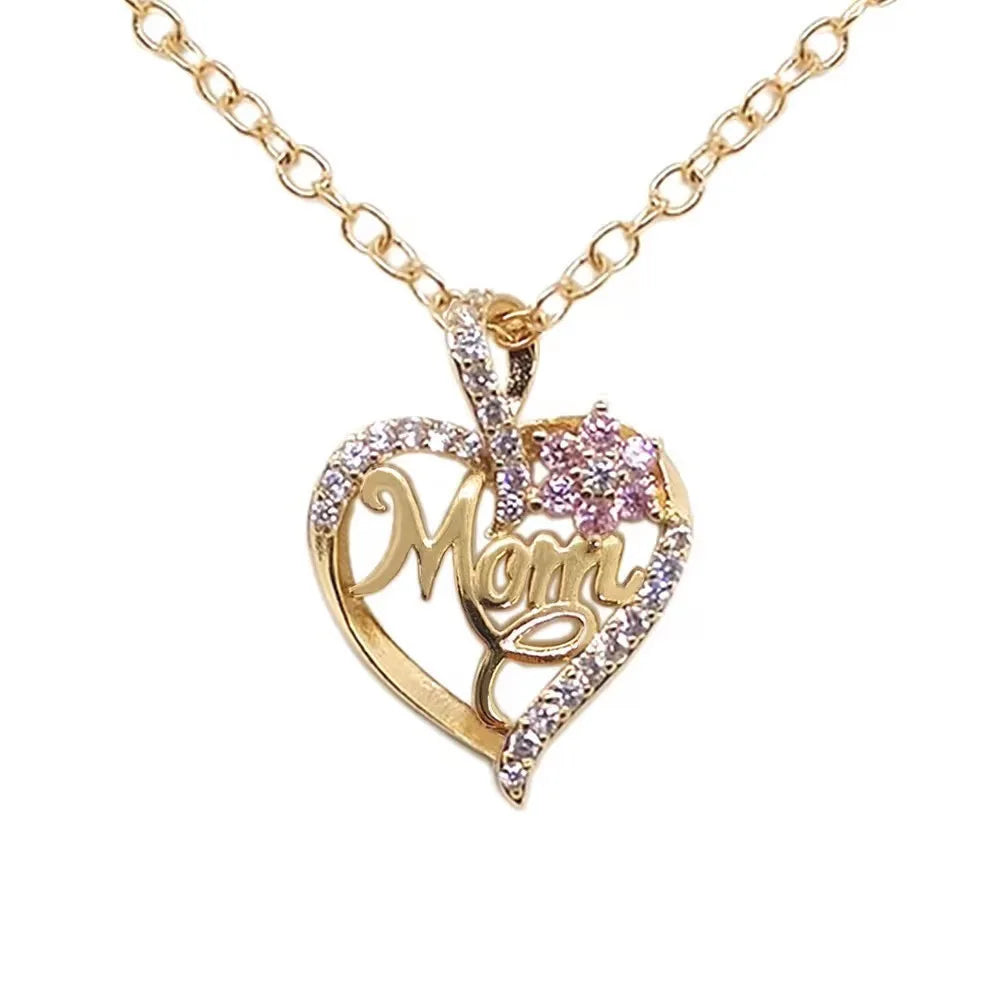 Gold-Plated Mom Heart Necklace