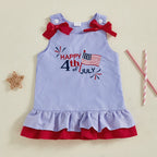 Baby Girls American Flag Print Sleeveless Dress