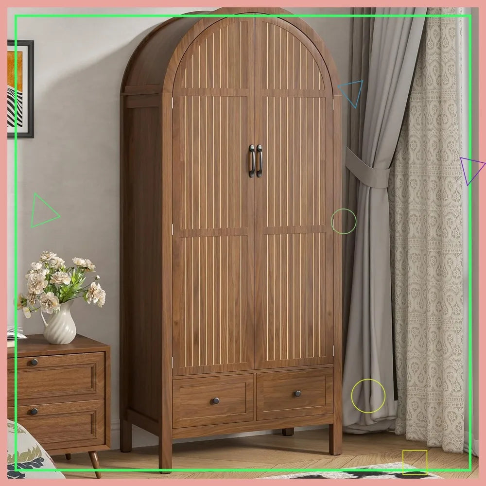 Modern Armoire Wardrobe with Drawers, Shelves