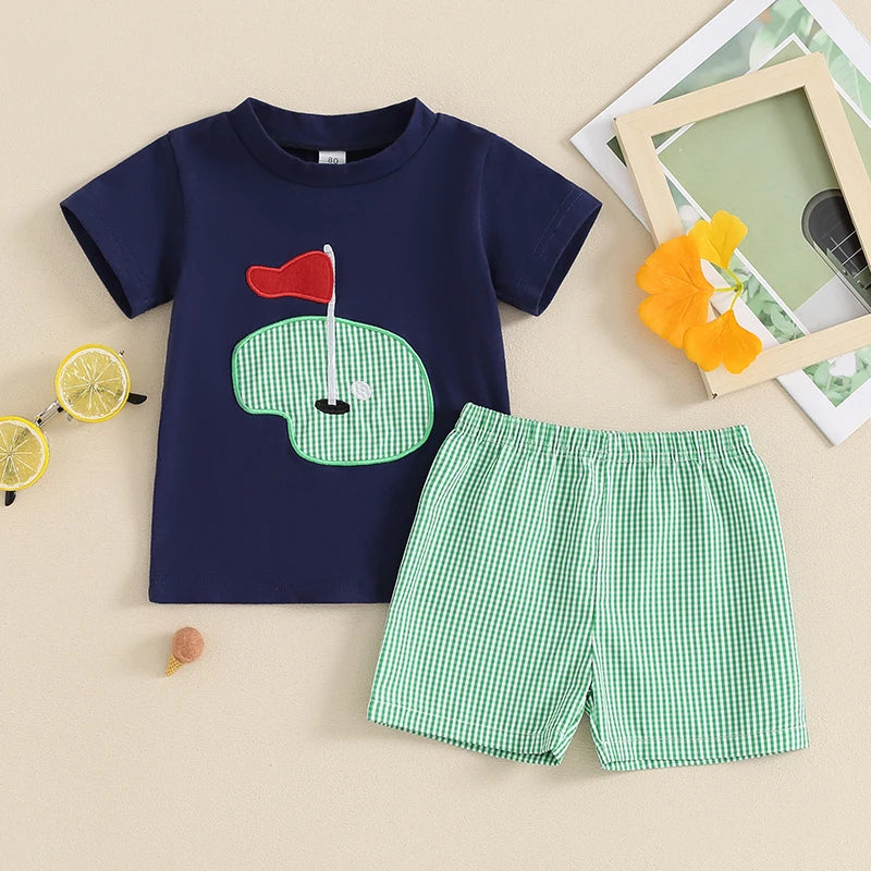 Toddler Boys Summer Outfits Golf Embroidered